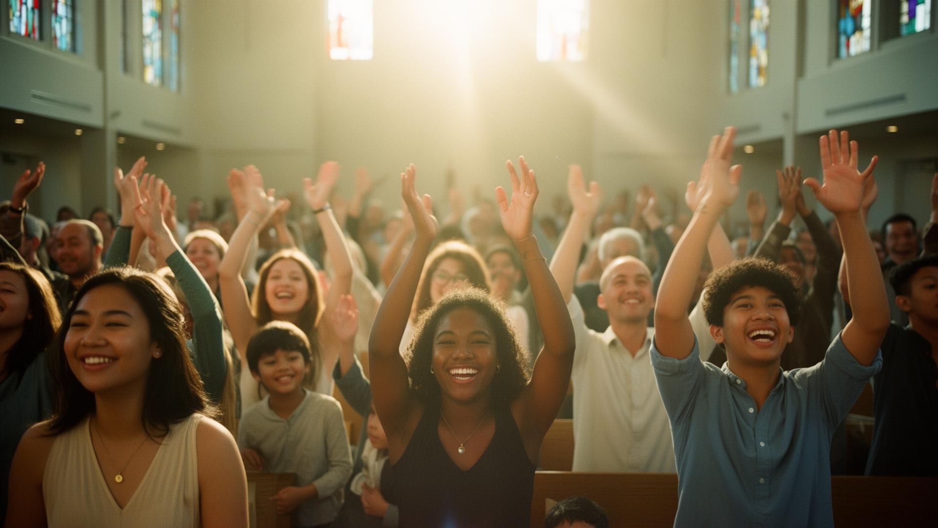 Multicultural congregation worshipping